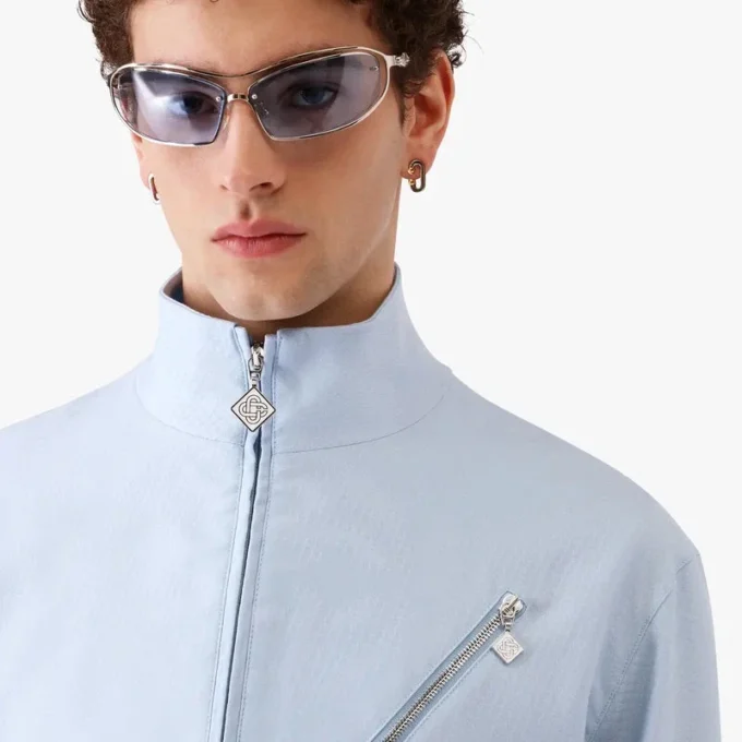 Pale Blue Jacquard Zip Jacket Pale Blue Jacquard Zip Jacket