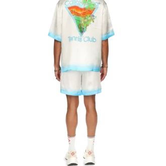 Palm Springs Icon Blue Cuban Collar Silk Shirt