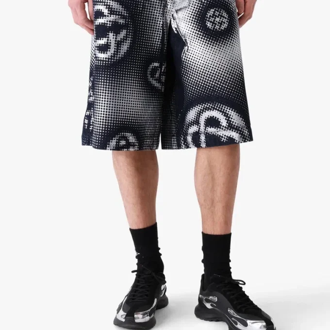 Pearlescent Monogram Denim Shorts Pearlescent Monogram Denim Shorts