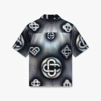 Pearlescent Monogram Short Sleeve Denim Shirt