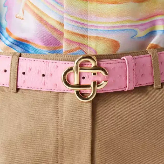 Pink Embossed Cc Logo Belt Pink Embossed Cc Logo Belt