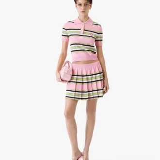 Pink & Green Striped Fitted Polo Shirt Pink & Green Striped Fitted Polo Shirt