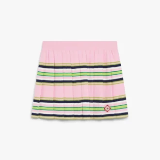 Pink & Green Striped Pleated Mini Skirt Pink & Green Striped Pleated Mini Skirt