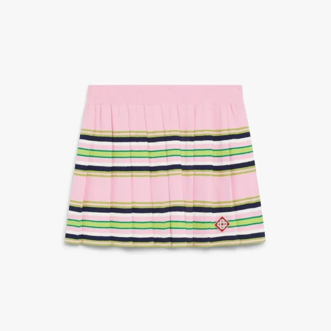 Pink & Green Striped Pleated Mini Skirt Pink & Green Striped Pleated Mini Skirt