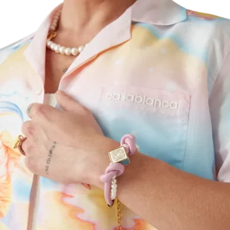Pink Knotted Pearl Bracelet
