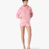 Pink Velour Monogram Hooded Sweatshirt