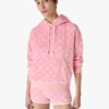 Pink Velour Monogram Hooded Sweatshirt