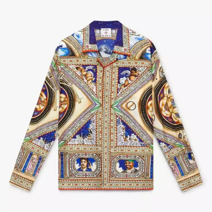 Plafond Orne De Musique Long Sleeve Silk Shirt Plafond Orne De Musique Long Sleeve Silk Shirt