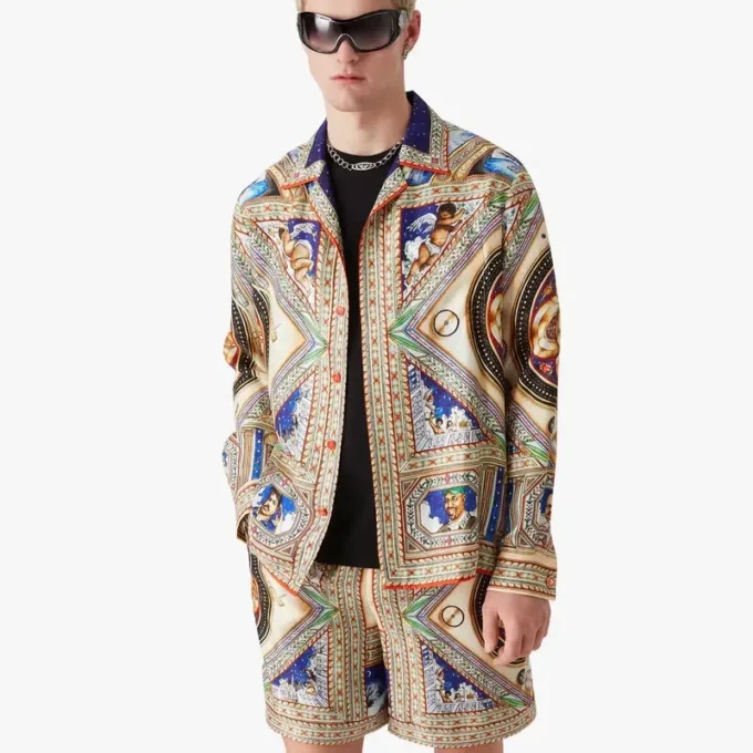 Plafond Orne De Musique Long Sleeve Silk Shirt Plafond Orne De Musique Long Sleeve Silk Shirt