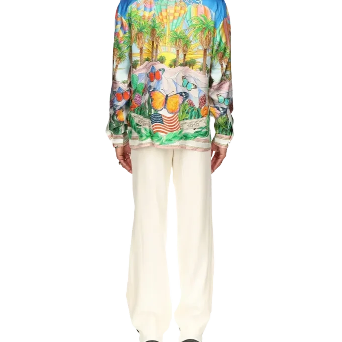 Psychadelic Cuban Collar Silk Shirt