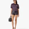 Purple & Green Striped Fitted Polo Shirt Purple & Green Striped Fitted Polo Shirt
