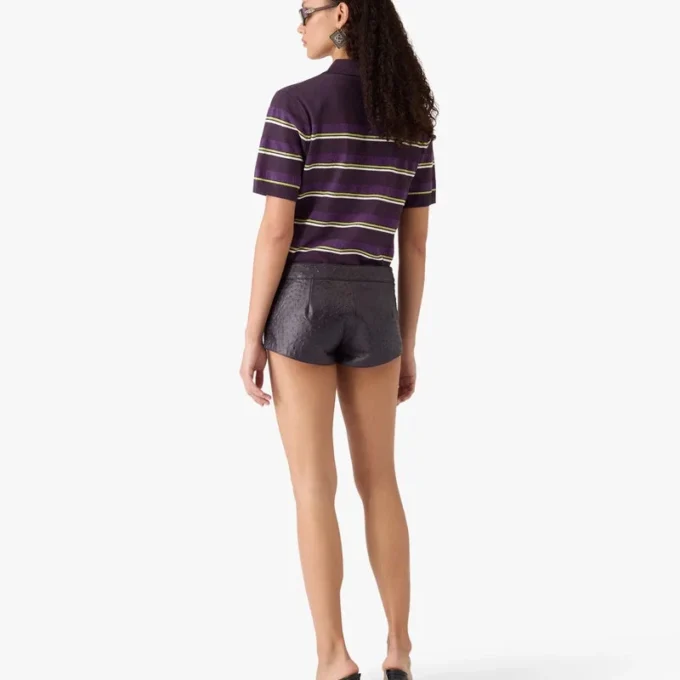 Purple & Green Striped Fitted Polo Shirt Purple & Green Striped Fitted Polo Shirt