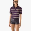 Purple & Green Striped Fitted Polo Shirt Purple & Green Striped Fitted Polo Shirt