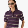 Purple & Green Striped Fitted Polo Shirt Purple & Green Striped Fitted Polo Shirt