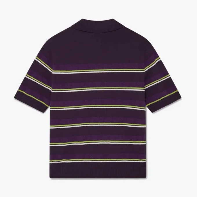 Purple & Green Striped Fitted Polo Shirt Purple & Green Striped Fitted Polo Shirt