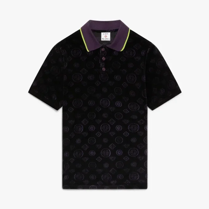 Purple Monogram Velour Polo Polo Shirt Purple Monogram Velour Polo Polo Shirt