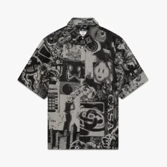 Rave Collage Short Sleeve Denim Shirt