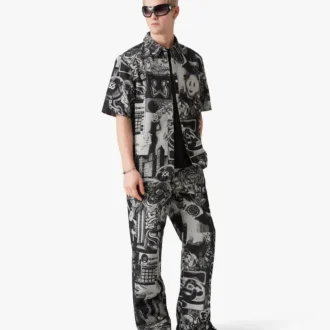 Rave Collage Short Sleeve Denim Shirt