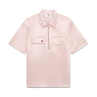 Satin Quarter Zip Short Sleeve Shirt