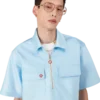 Satin Quarter Zip Short Sleeve Shirt Satin Quarter Zip Short Sleeve Shirt