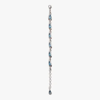 Silver & Blue Water Drop Brass Bracelet