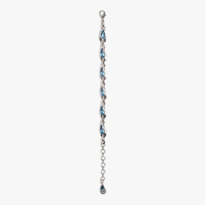 Silver & Blue Water Drop Brass Bracelet Silver & Blue Water Drop Brass Bracelet