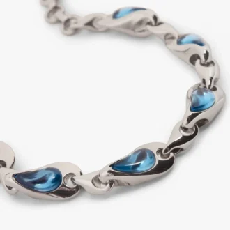 Silver & Blue Water Drop Brass Bracelet