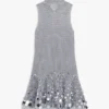 Silver Crochet Mirror Mini Dress Silver Crochet Mirror Mini Dress