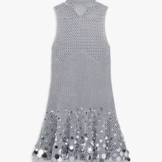 Silver Crochet Mirror Mini Dress Silver Crochet Mirror Mini Dress