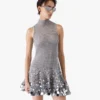 Silver Crochet Mirror Mini Dress Silver Crochet Mirror Mini Dress