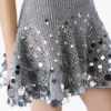 Silver Crochet Mirror Mini Dress Silver Crochet Mirror Mini Dress