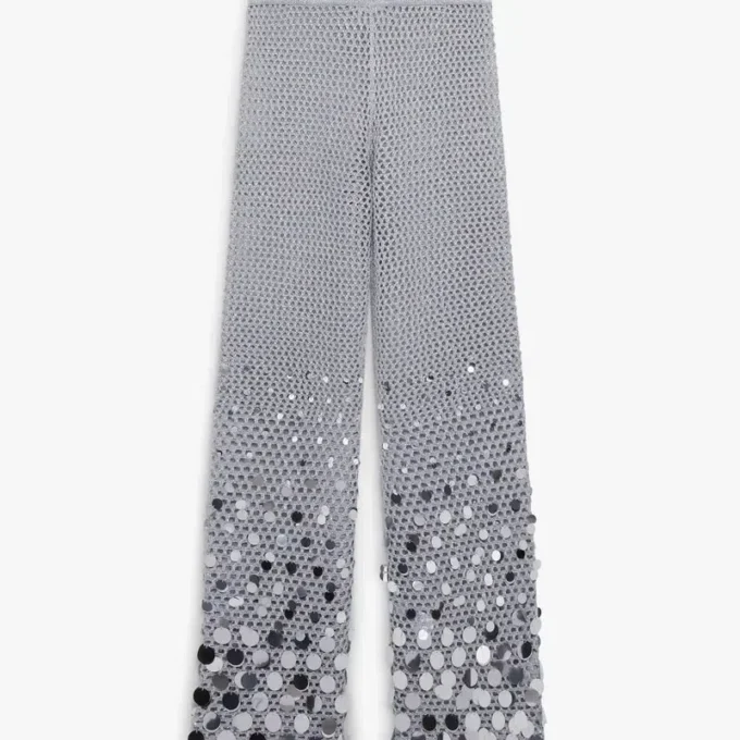 Silver Crochet Mirror Trousers Silver Crochet Mirror Trousers