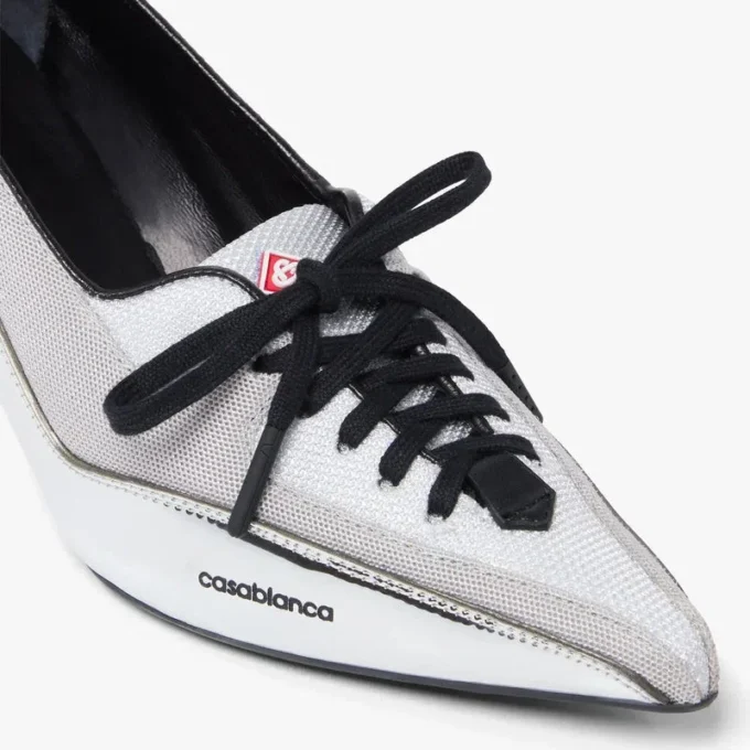 Silver Leather Heeled Sneaker Pumps Silver Leather Heeled Sneaker Pumps