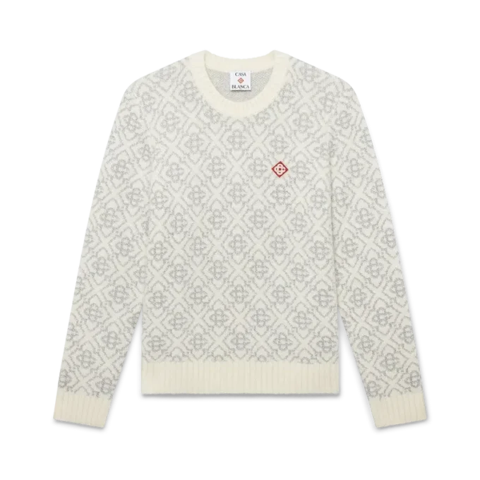 Silver Monogram Mohair Blend Crew Neck Silver Monogram Mohair Blend Crew Neck