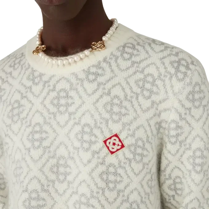 Silver Monogram Mohair Blend Crew Neck Silver Monogram Mohair Blend Crew Neck