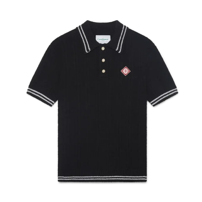 Silver Trim Boucle Polo Shirt