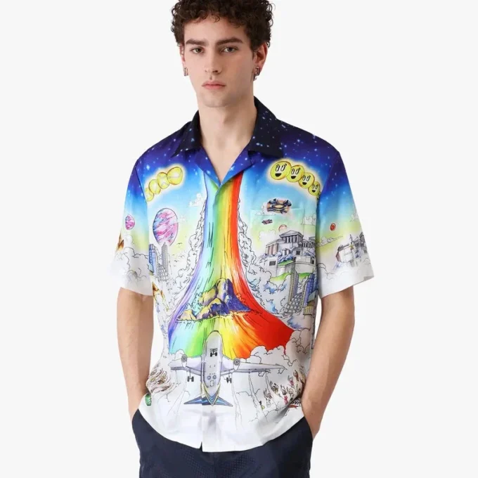 Solid Grooves Short Sleeve Silk Shirt Solid Grooves Short Sleeve Silk Shirt