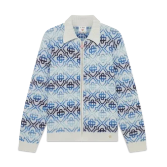 Space Dye Monogram Long Sleeve Merino Cardigan