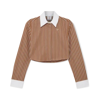 Stripe Cropped Long Sleeve Shirt