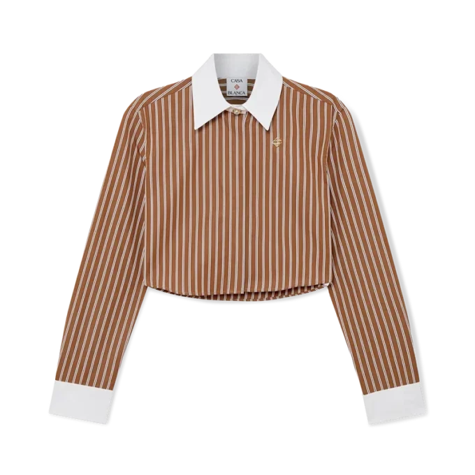 Stripe Cropped Long Sleeve Shirt