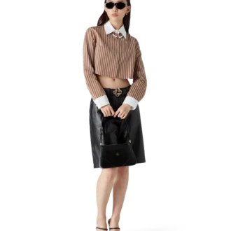 Stripe Cropped Long Sleeve Shirt