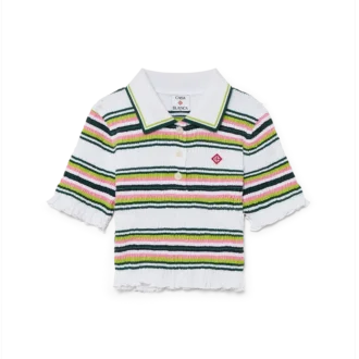 Stripe Cropped Polo Shirt Stripe Cropped Polo Shirt