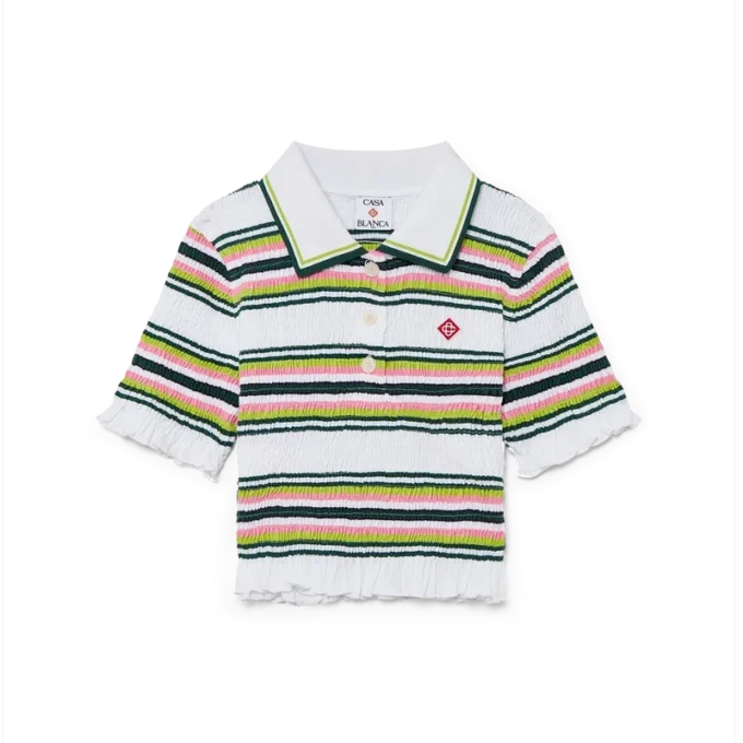 Stripe Cropped Polo Shirt Stripe Cropped Polo Shirt