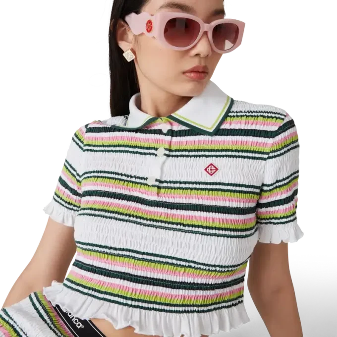 Stripe Cropped Polo Shirt Stripe Cropped Polo Shirt