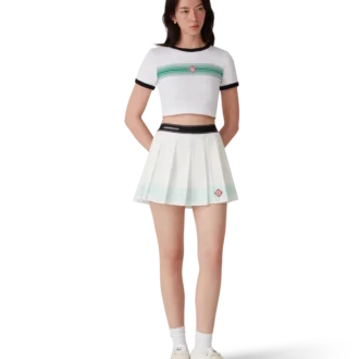 Stripe Pleated Mini Skirt