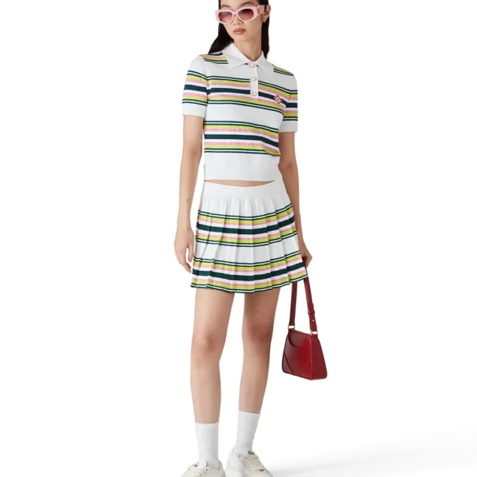Stripe Pleated Skirt