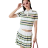 Stripe Pleated Skirt
