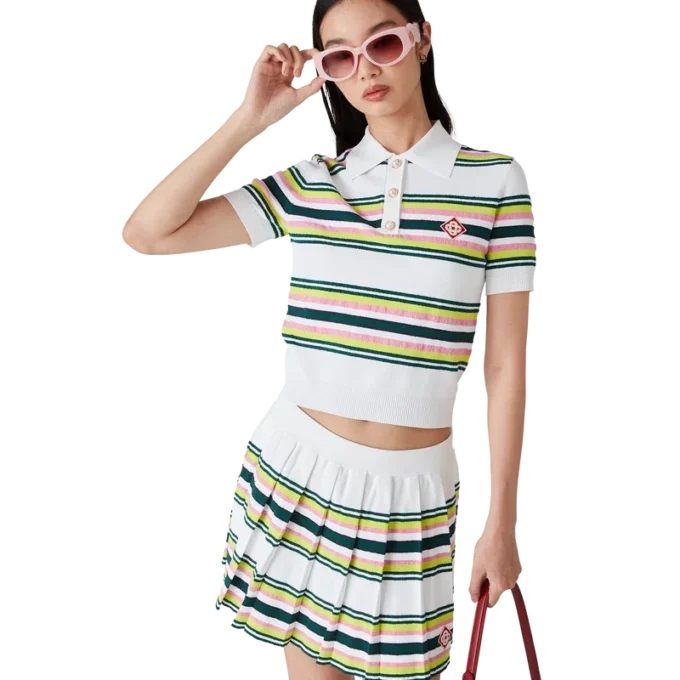 Stripe Pleated Skirt