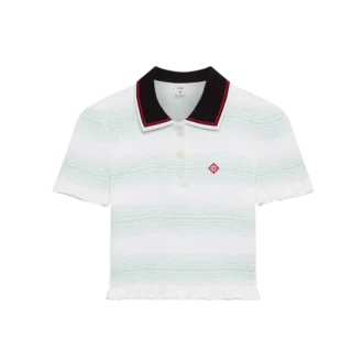 Stripe Shirred Polo Shirt