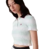 Stripe Shirred Polo Shirt